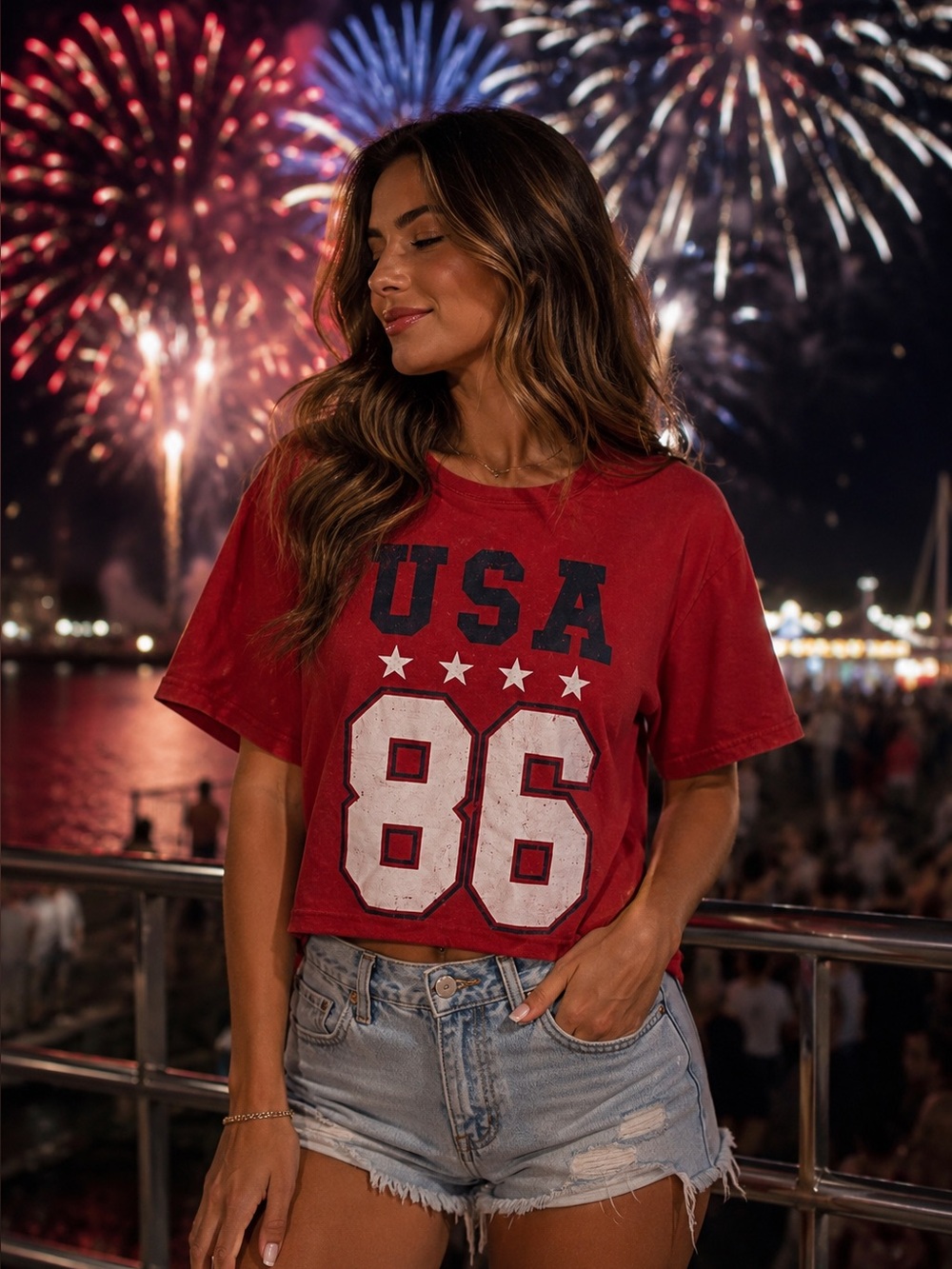 Rebellious One Red USA 86 Graphic Tee